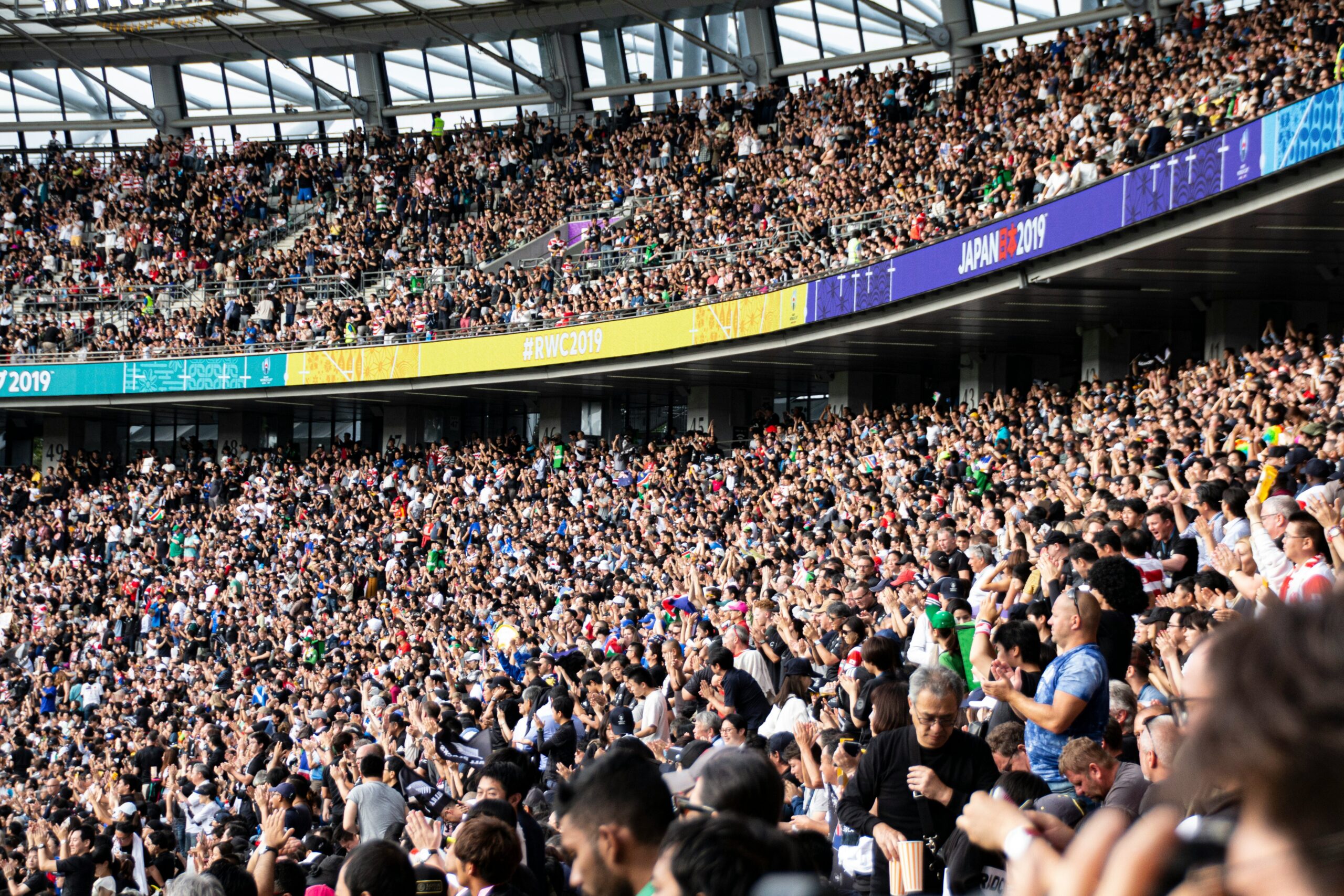 Cheering crowd at rugby world cup 2019